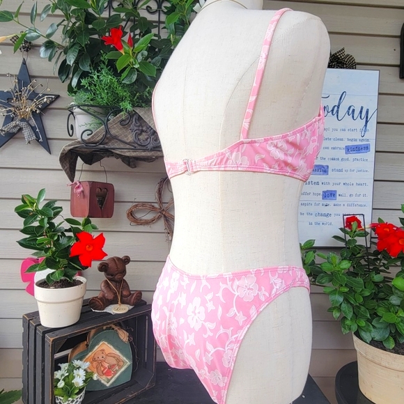 SEASTAR ♡ Beautiful Vintage 2pc Pink 'n White Floral Underwire Bikini Swimsuit 8 - Picture 4 of 17